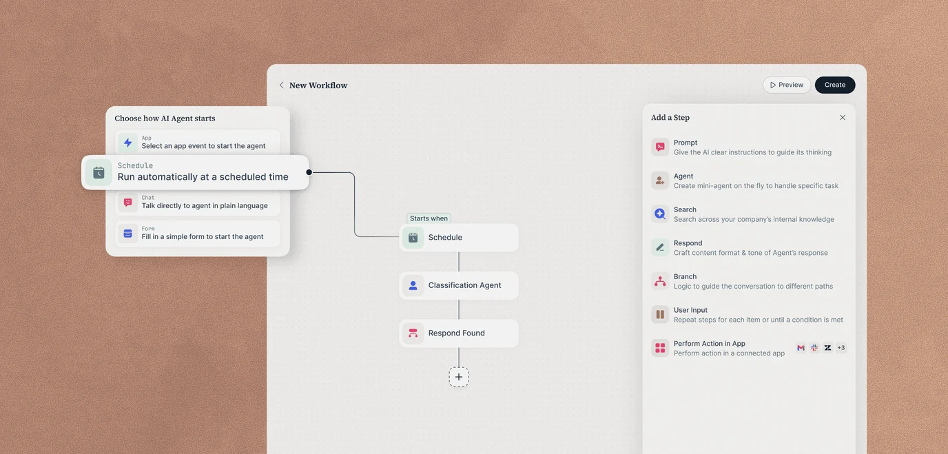 Workflow agent canvas