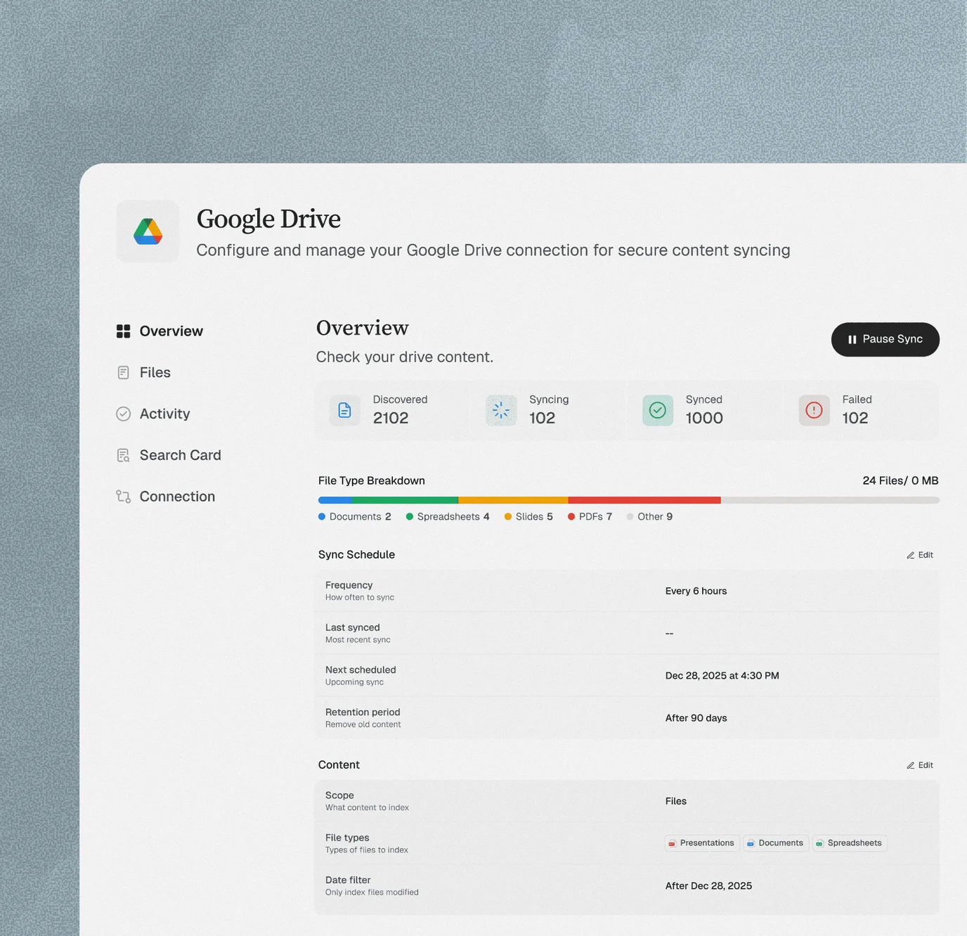 Sync health and filters
